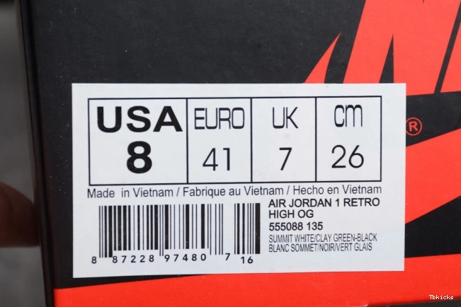 Cheap TBK Retro OG 1 Air Green 555088-135 Clay High Jordan 0715